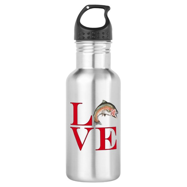 I Love Trout Stainless Steel Water Bottle (Front)