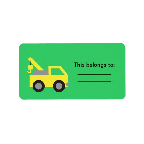 I love Trucks Cute Yellow Vehicle for kids Label