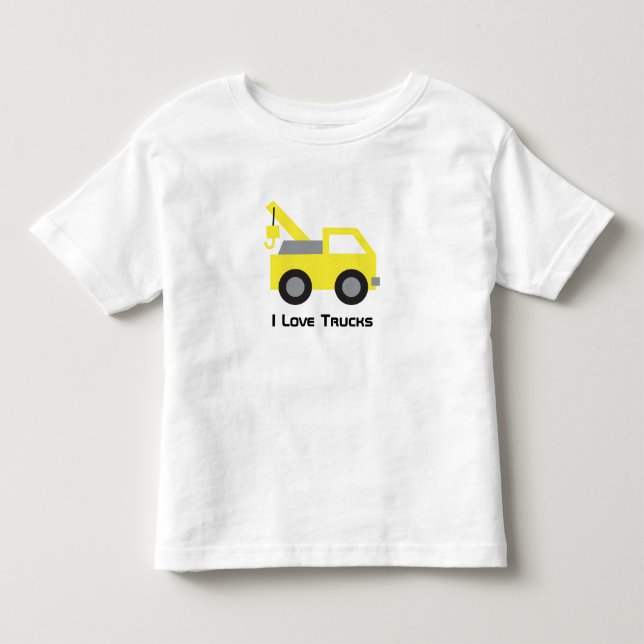 I love Trucks, Cute Yellow Vehicle for kids Toddler T-shirt (Front)