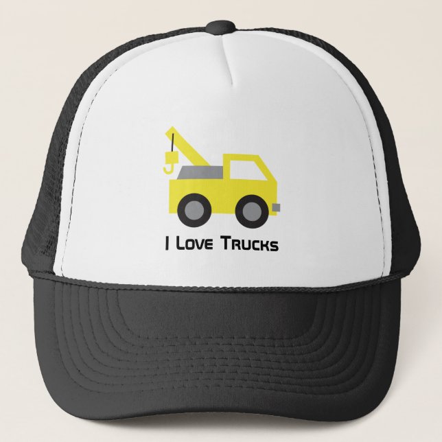 I love Trucks, Cute Yellow Vehicle for Trucker Hat (Front)