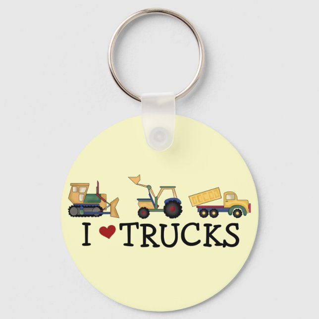 I Love Trucks T-shirts and Gifts Keychain (Front)