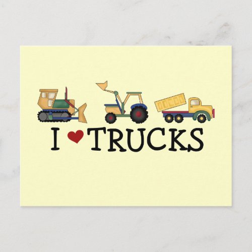 I Love Trucks T_shirts and Gifts Postcard