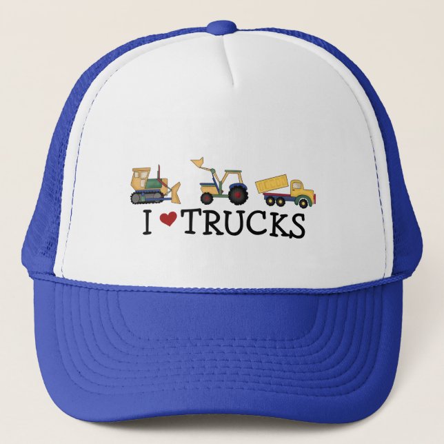 I Love Trucks T-shirts and Gifts Trucker Hat (Front)
