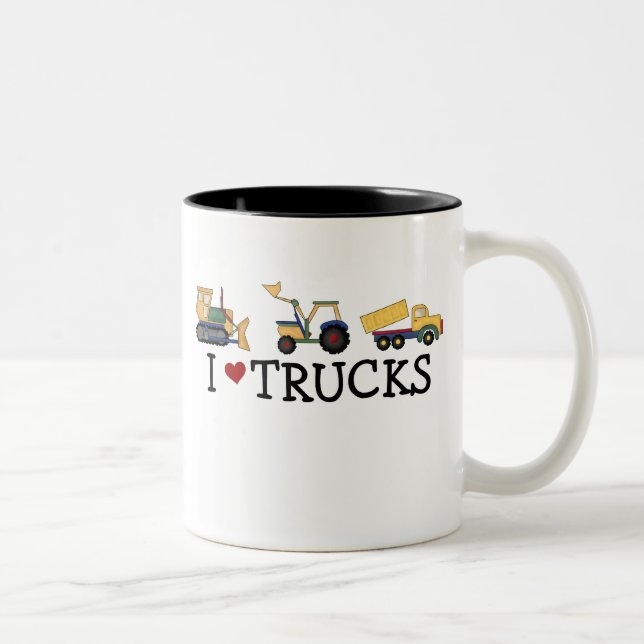 I Love Trucks Two-Tone Coffee Mug (Right)
