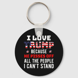I Love Trump Because He Pisses Off The People I Ca Keychain