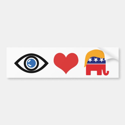 I Love Trump _ GOP Elephant Hair Logo Bumper Sticker
