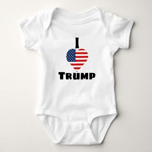 I Love Trump Heart American Flag Cute One Piece Baby Bodysuit