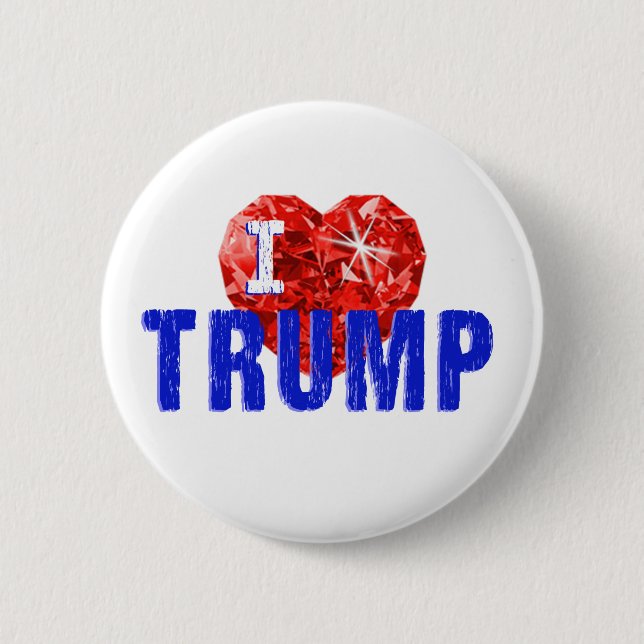 I Love Trump Heart Red White and Blue Button (Front)
