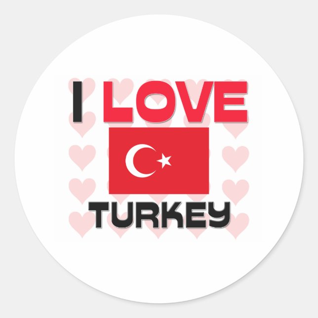 I Love Turkey Classic Round Sticker (Front)