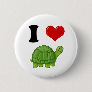 I Love Turtles Button