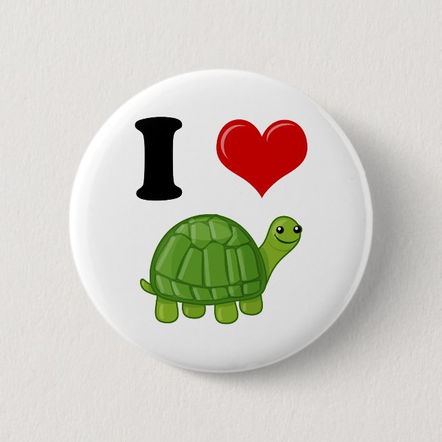 I Love Turtles Button (Front)