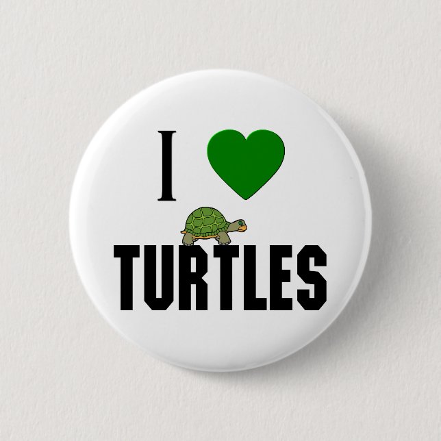 I Love Turtles Button (Front)