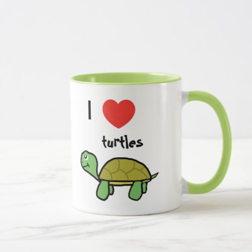 I Love Turtles Cartoon Mug