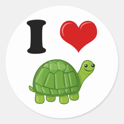 I Love Turtles Classic Round Sticker