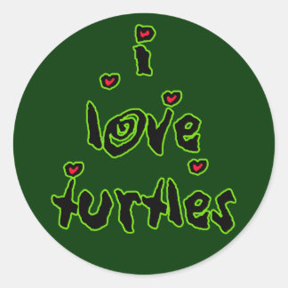 I Love Turtles Classic Round Sticker