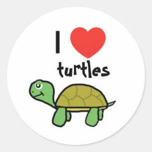 I love turtles classic round sticker