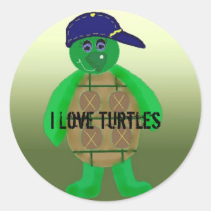 I Love Turtles Classic Round Sticker