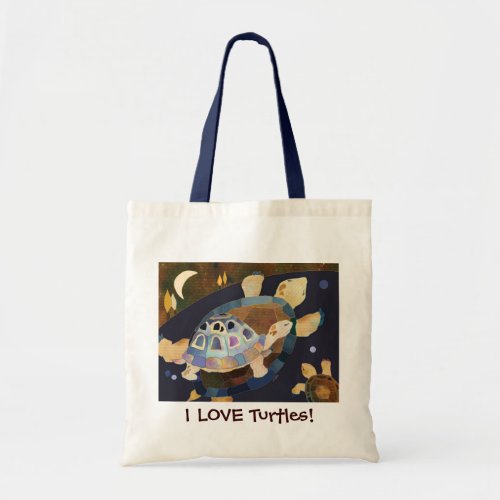 I LOVE Turtles Cute Grocery Tote Bag