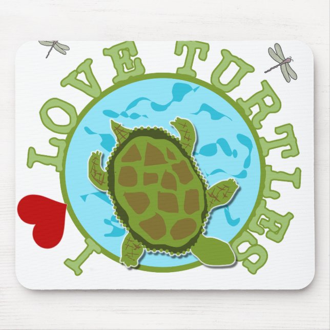 I Love Turtles  Mouse Pad (Front)