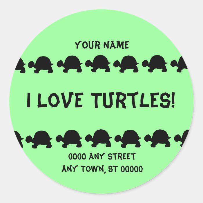 Love Turtles Name and address labels larger size Sticker