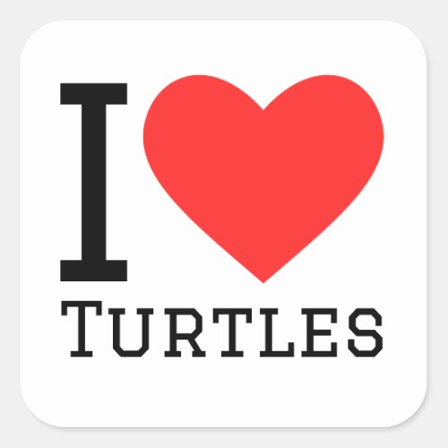 I love turtles square sticker