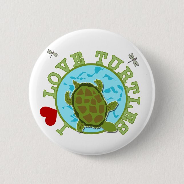 I Love Turtles Tshirts and Gifts Pinback Button (Front)
