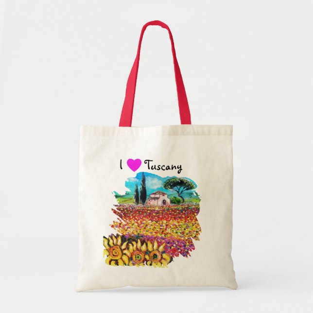 I LOVE TUSCANY AND SUNFLOWERS TOTE BAG (Front)