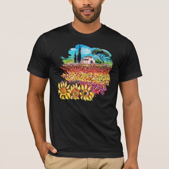 I LOVE TUSCANY AND SUNFLOWERS Tuscany Landscape T-Shirt (Front)