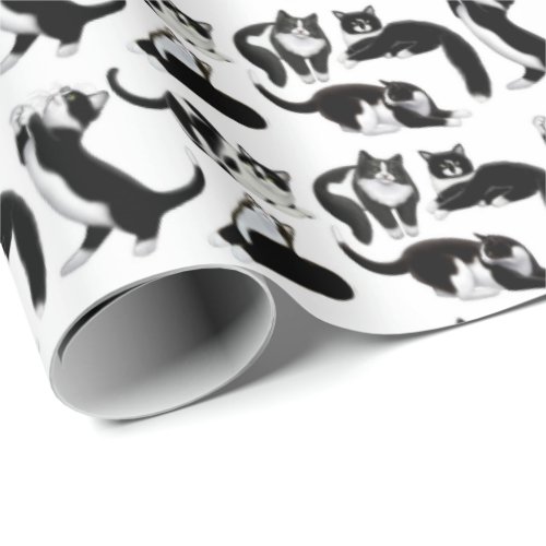 I Love Tuxedo Cats Wrapping Paper