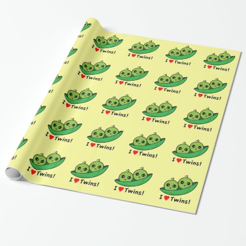 I Love Twins Two Peas in a Pod Wrapping Paper