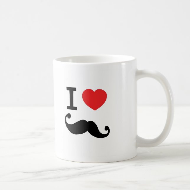 I Love twirly mustache Coffee Mug (Right)