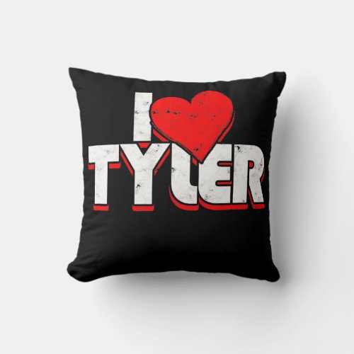I Love Tyler Heart Men Women Charming Happy Throw Pillow