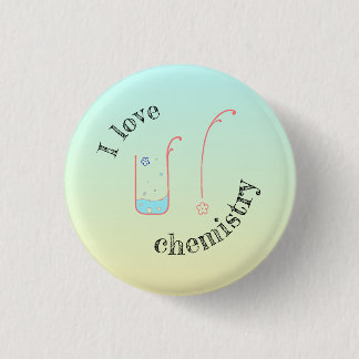 I Love U/Chemistry button with beaker design.