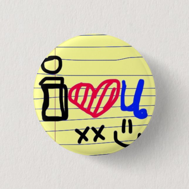 i love u doodle button (Front)