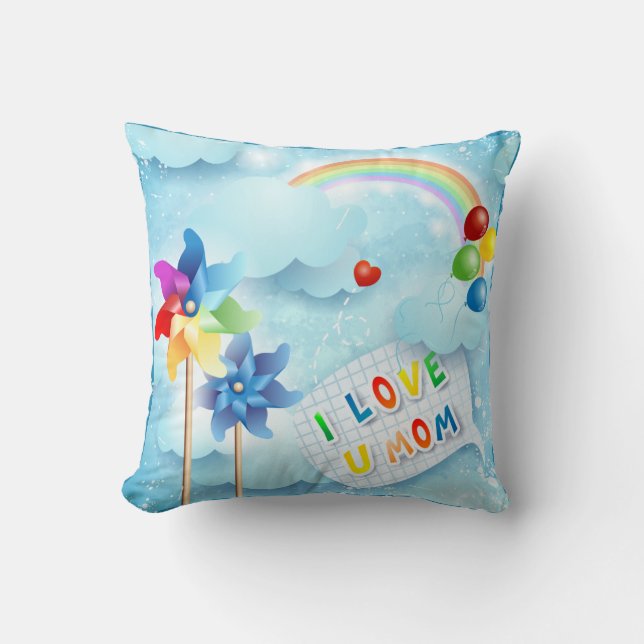 I love U mom Throw Pillow (Front)