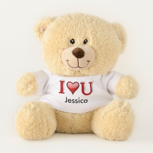 I Love U Personalized Valentines Day  Teddy Bear