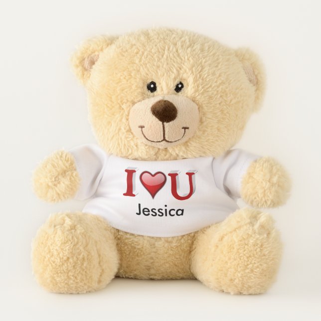I Love U Personalized Valentines Day  Teddy Bear (Front)