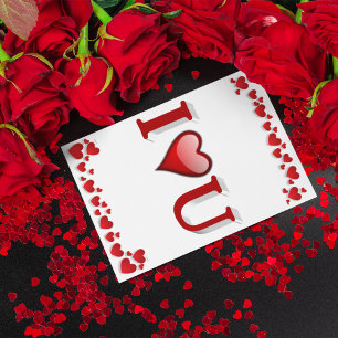 I Love U red Valentines Day Card