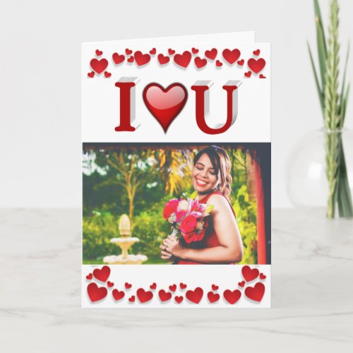 I Love U red Valentines Day photo Card