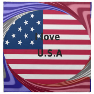 I Love U.S.A. Swirl: Patriotic Heart Art Print  Cloth Napkin