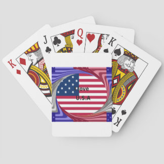I Love U.S.A. Swirl: Patriotic Heart Art Print Poker Cards