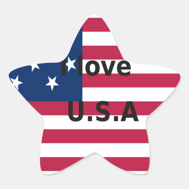 I Love U.S.A. Swirl: Patriotic Heart Art Print  Star Sticker (Front)