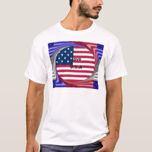I Love U.S.A. Swirl: Patriotic Heart Art Print T-Shirt