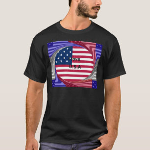 I Love U.S.A. Swirl: Patriotic Heart Art Print T-Shirt