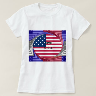 I Love U.S.A. Swirl: Patriotic Heart Art Print T-Shirt