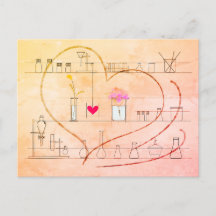 "I love U" spelled by glassware postcard