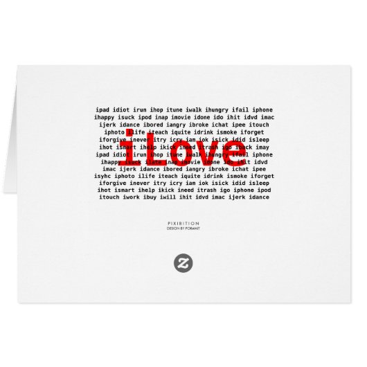 I Love U Text Design Card (Back Horizontal)
