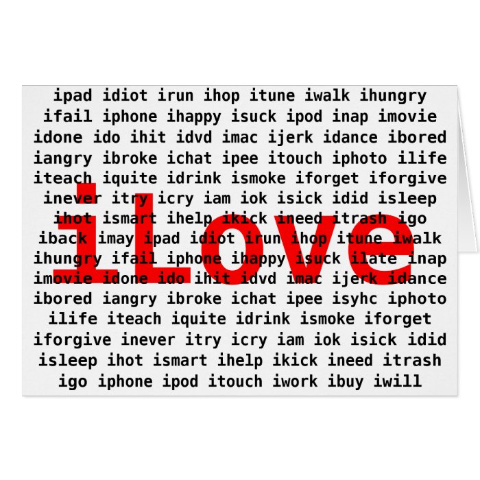 Download I Love U Text Design Card | Zazzle
