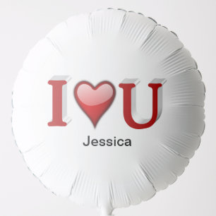 I Love U Valentines Day Personalized red  Balloon