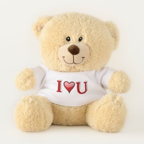 I Love U Valentines Day Red Teddy Bear
